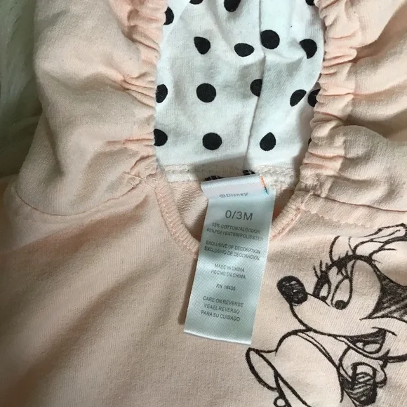 Disney Peach pink Minnie Mouse Infant two piece  Hoodie‎ outfit EUC - Picture 2 of 3
